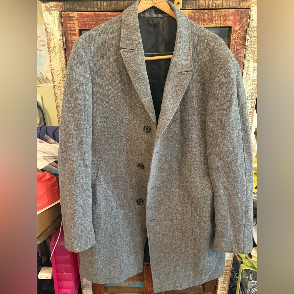 DKNY Charcoal Gray Leather Coat